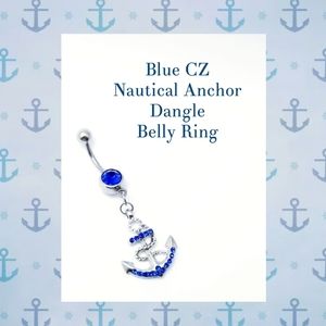 5/$10 | Blue CZ Anchor Dangle Belly Ring